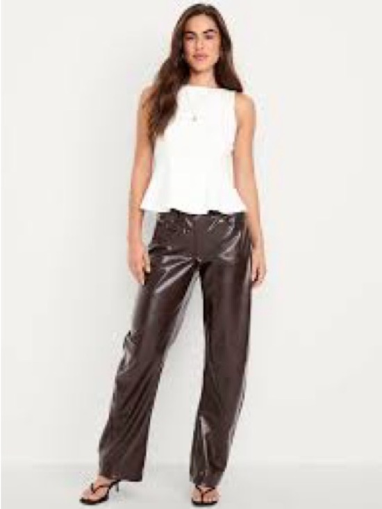 Old Navy Pants - Old Navy Faux Leather Barrel Leg Pants in Dark Brown